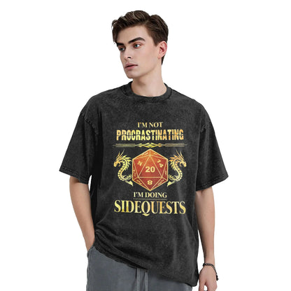 I'm Not Procrastinating Dungeon And Dragon Vintage Washed T Shirts Cotton Fashion for Male T-Shirt Crew Neck Tees Tops Printed