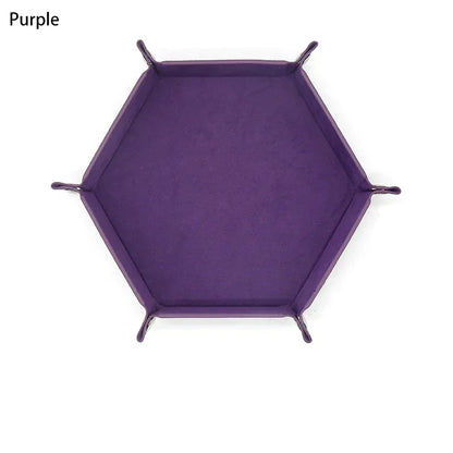 Portable Folding Dice Rolling Tray Set For Rpg Dnd Table Games Pu Leather Velvet Holder Storage Box  Hexagon Coin Square Tray