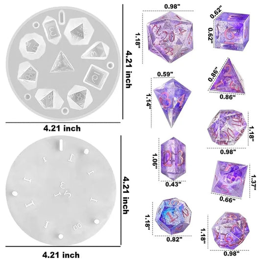 DIY DND Sharp Edge Dice Silicone Mold for 9Pcs Resin Dice Mold