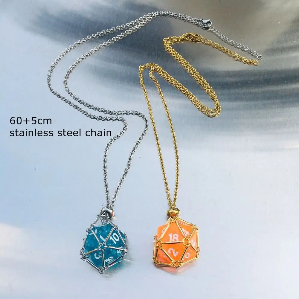 New Crystal Cage Holder Necklace Adjustable Stone Net Interchangeable Stainless Steel Necklace Dice Rope Chain Pendant Jewelry