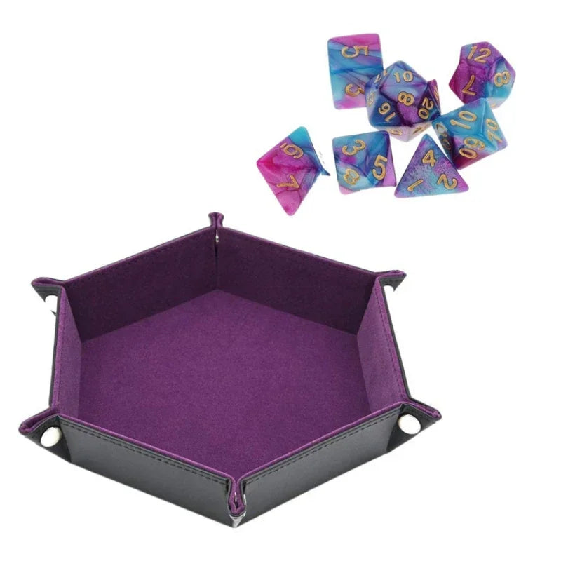 1PC Hexagonal Velvet Fabric Dice Board Foldable storage tray for various board gamessuch as RPG, DND and other table games