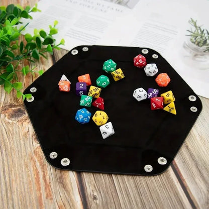 1PC Hexagonal Velvet Fabric Dice Board Foldable storage tray for various board gamessuch as RPG, DND and other table games
