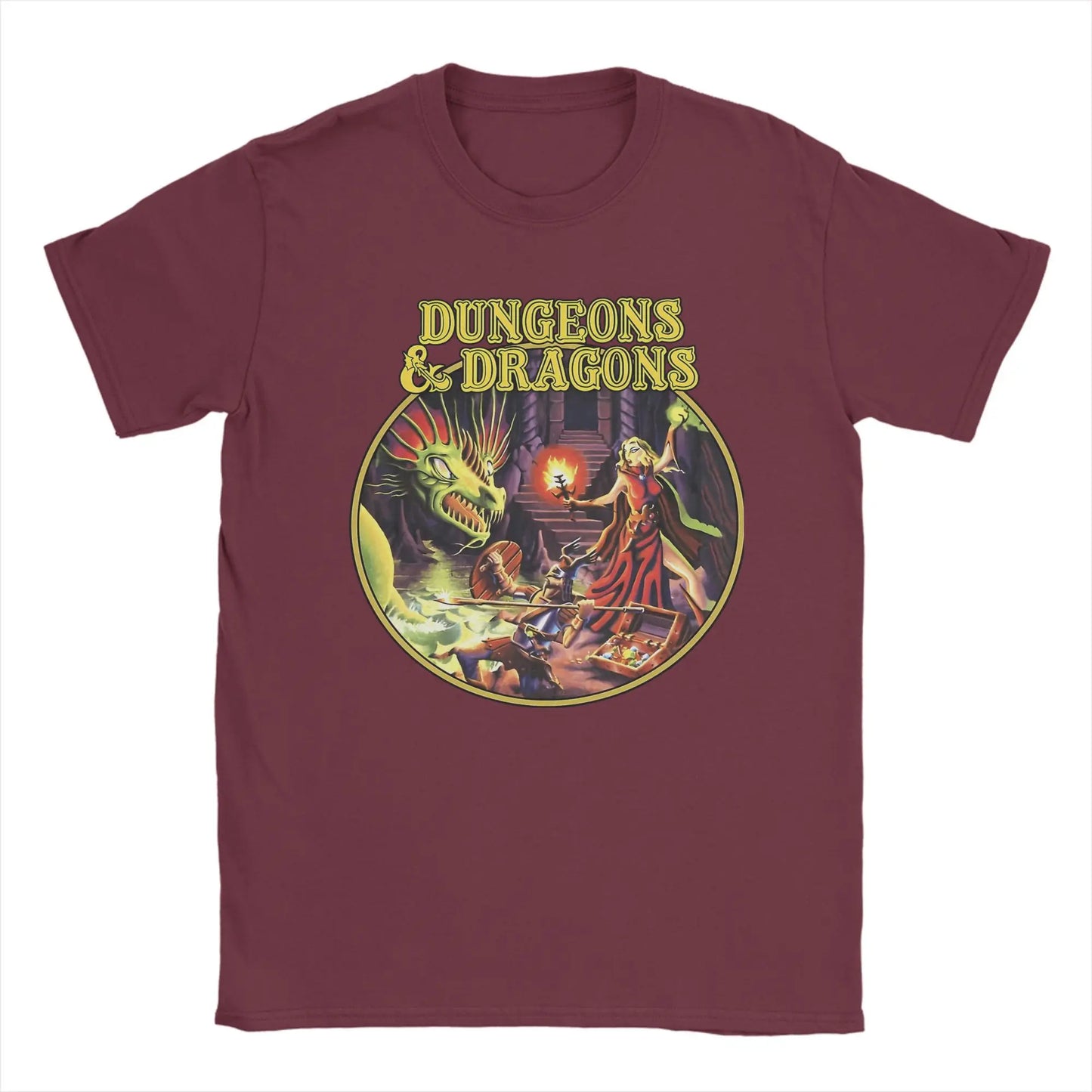 Dungeon Dragon DnD T Shirts Men Pure Cotton Vintage T-Shirts O Neck  Tee Shirt Short Sleeve Clothes Adult
