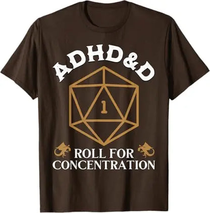 Vintage ADHD&D Roll for Concentration DnD Men Women T-Shirt RPGs Gamer Graphic Outfit Funny Saying Tee Short Sleeve Blouses Gift