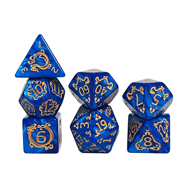 DND Dice 7Pcs/set Dragon Pattern Polyhedral Dices Role Playing D&D TRPG Board Game Dice As Gift Entertainment Accessories