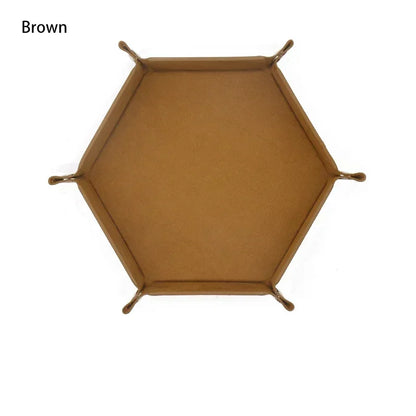 Portable Folding Dice Rolling Tray Set For Rpg Dnd Table Games Pu Leather Velvet Holder Storage Box  Hexagon Coin Square Tray