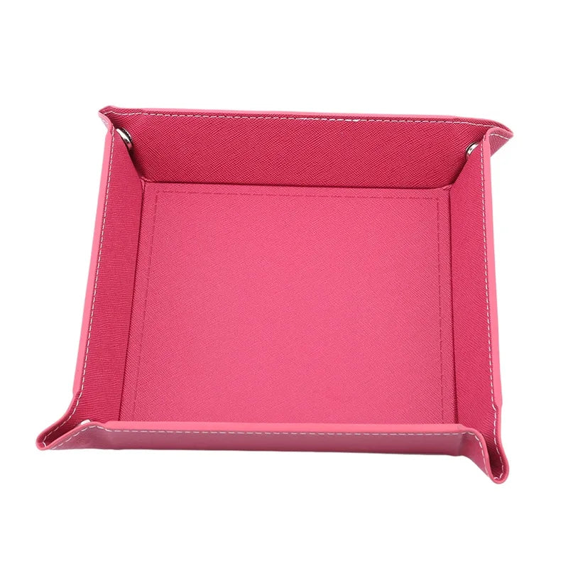 High Quality Leather Folding Hexagon Dice Tray Purple Dice Box For RPG DnD Games Dice Storage Collapsible Phone Key Coin Storage