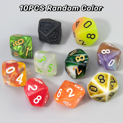 DND Game Dices Random Color Polyhederal Dice Set 10Pcs D4-D20 Perfect for DND Games RPG Board Game Dice