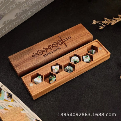 Wooden Magnetic Dice Storage Box Honeycomb Grid Organizer For DND RPG Polyhedral Dice Set Tabletop Gaming Dice Holder