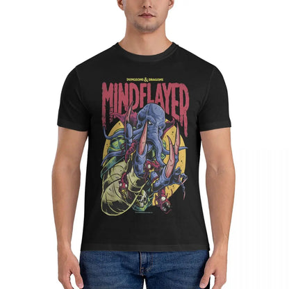 Mindflayer T-Shirts for Men D-Dungeons And Dragons Novelty Pure Cotton Tee Shirt Crewneck Short Sleeve T Shirts Birthday