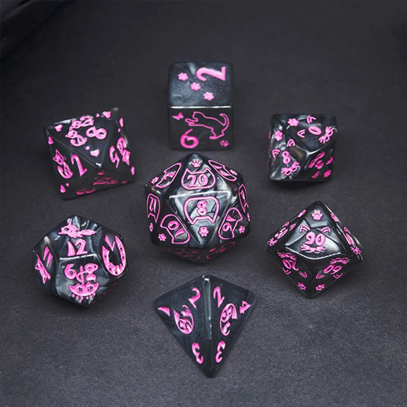 7 Pieces Complete Polyhedral DND Dice Set D3-D10 Spherical RPG Dice Set for Role Playing Table Games Supplies