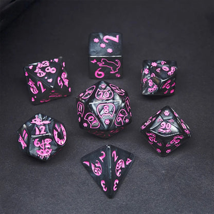 7 Pieces Complete Polyhedral DND Dice Set D3-D10 Spherical RPG Dice Set for Role Playing Table Games Supplies