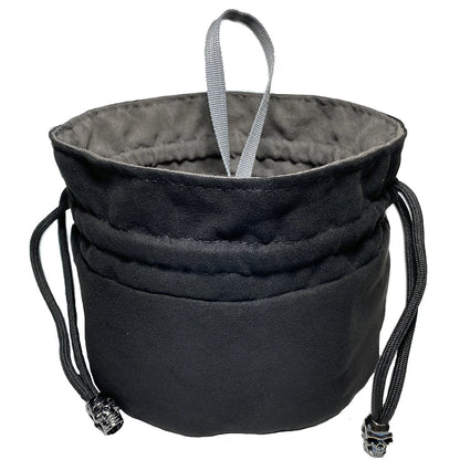 Black Dice Hand Bag with Drawstring 8 Inside Pockets for Table Board Games Storage Accessories for RPG DnD Dice,15cm*13cm