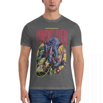 Mindflayer T-Shirts for Men D-Dungeons And Dragons Novelty Pure Cotton Tee Shirt Crewneck Short Sleeve T Shirts Birthday