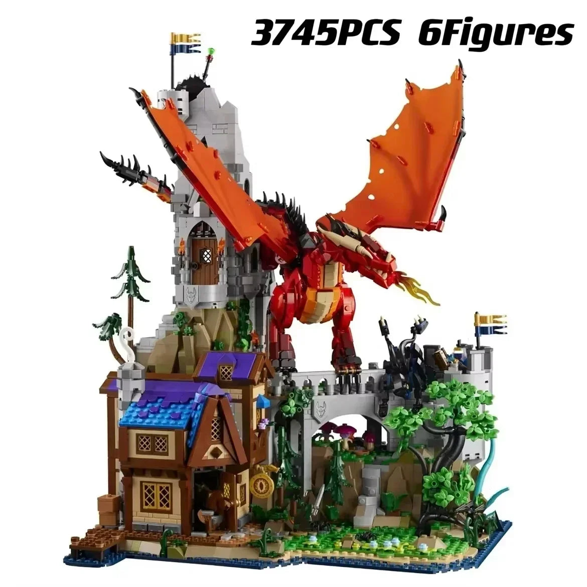 3745pcs Creative Collection Dungeons & Dragons Red Dragon Legend Model Building Block Set Assembly Toy Children's Birthday Gift
