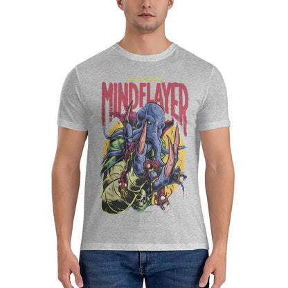 Mindflayer T-Shirts for Men D-Dungeons And Dragons Novelty Pure Cotton Tee Shirt Crewneck Short Sleeve T Shirts Birthday
