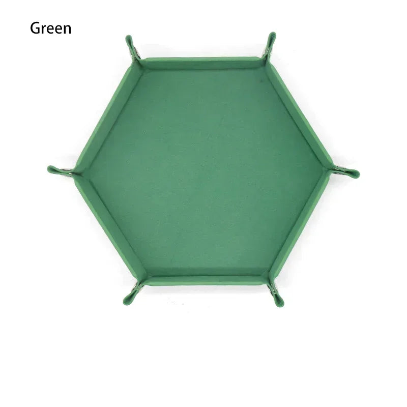 Portable Folding Dice Rolling Tray Set For Rpg Dnd Table Games Pu Leather Velvet Holder Storage Box  Hexagon Coin Square Tray