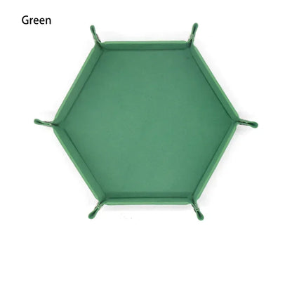 Portable Folding Dice Rolling Tray Set For Rpg Dnd Table Games Pu Leather Velvet Holder Storage Box  Hexagon Coin Square Tray