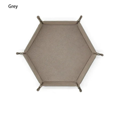 Portable Folding Dice Rolling Tray Set For Rpg Dnd Table Games Pu Leather Velvet Holder Storage Box  Hexagon Coin Square Tray