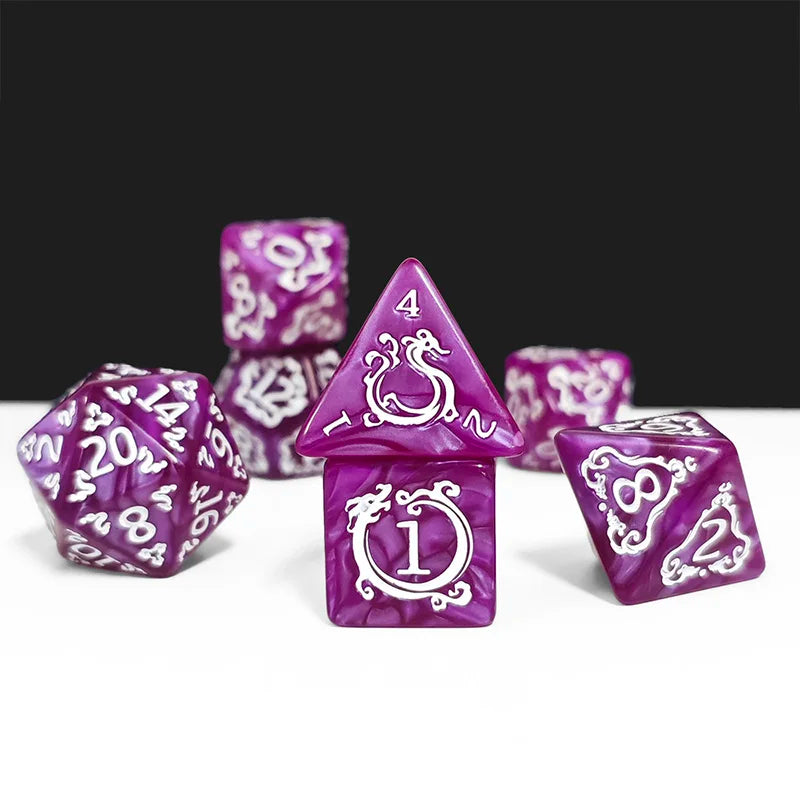 DND Dice 7Pcs/set Dragon Pattern Polyhedral Dices Role Playing D&D TRPG Board Game Dice As Gift Entertainment Accessories