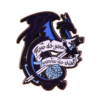 RPG Game Dungeon DnD Dragon Enamel Pins Dice D20 Cartoon Brooch Clothes Backpack Lapel Badges Fashion Jewelry Gifts