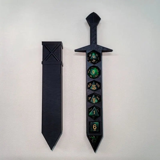 3D Printed Sword-shaped Storage Box for DND RPG TRPG Games Dice DND Game Role 22mm Dice Holder Desktop Ornament Storage Boxes
