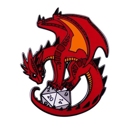RPG Game Dungeon DnD Dragon Enamel Pins Dice D20 Cartoon Brooch Clothes Backpack Lapel Badges Fashion Jewelry Gifts