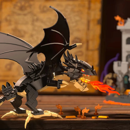 919PCS MOC Dungeons Fire Dragons Building Blocks Treasure Guard Adventure Castle Street View Model Bricks Toys Desktop Decor