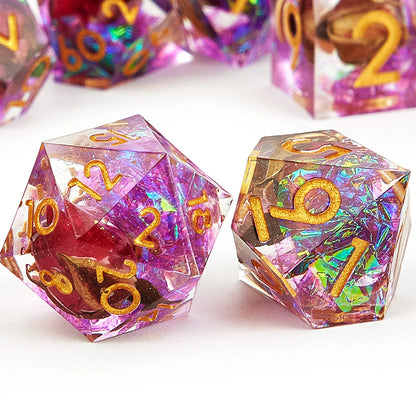 D&D Dice Set - 7-Piece Sharp Edge Red Resin Dice for Dungeons & Dragons, Perfect for RPG and Tabletop Games
