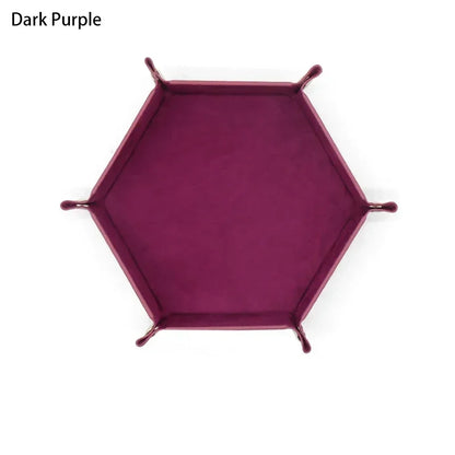 Portable Folding Dice Rolling Tray Set For Rpg Dnd Table Games Pu Leather Velvet Holder Storage Box  Hexagon Coin Square Tray