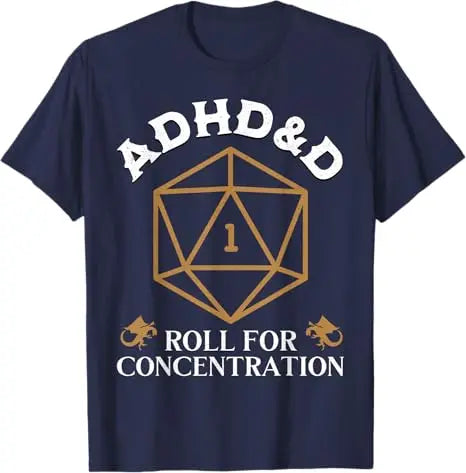 Vintage ADHD&D Roll for Concentration DnD Men Women T-Shirt RPGs Gamer Graphic Outfit Funny Saying Tee Short Sleeve Blouses Gift