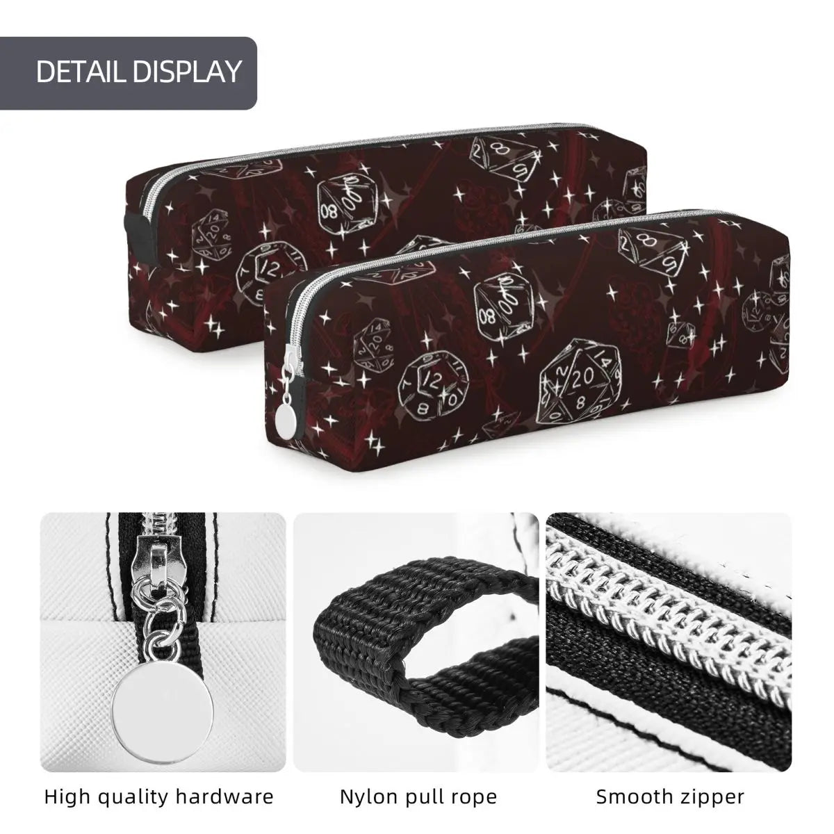 DnD Game Dice Spill Pencil Case Creative Pen Holder Bags Girls Boys Large Storage Students School Gift Pencil Box