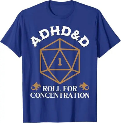 Vintage ADHD&D Roll for Concentration DnD Men Women T-Shirt RPGs Gamer Graphic Outfit Funny Saying Tee Short Sleeve Blouses Gift
