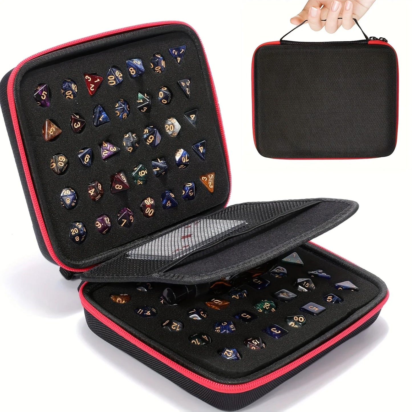 Hard Carrying Case for Dungeons & Dragons RPG Board Games Dice Package EVA 70 Hole Dice Bag with Partition for D&D Portable Bag
