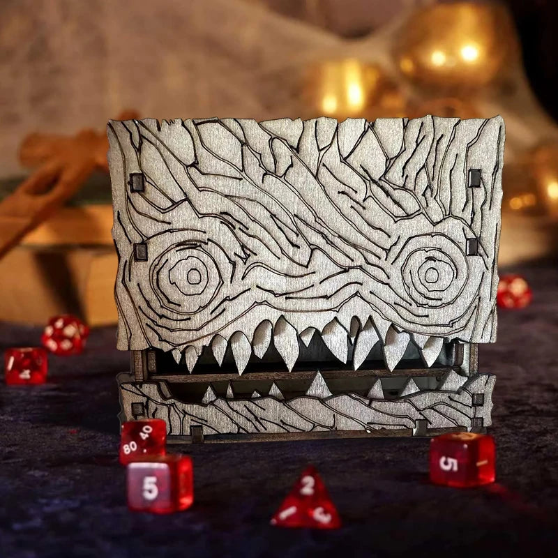 Dungeons And Dragons Monster Book Storage Box, Wooden Storage Box Decoration Decorative Dice Holder, Brown,For The Tabletop Gift
