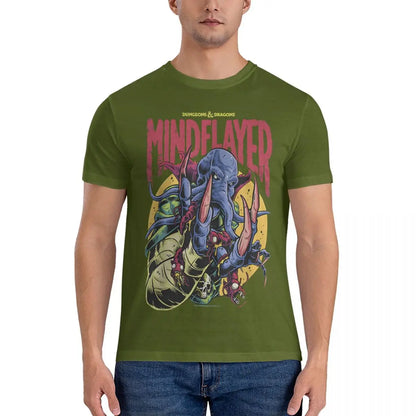 Mindflayer T-Shirts for Men D-Dungeons And Dragons Novelty Pure Cotton Tee Shirt Crewneck Short Sleeve T Shirts Birthday