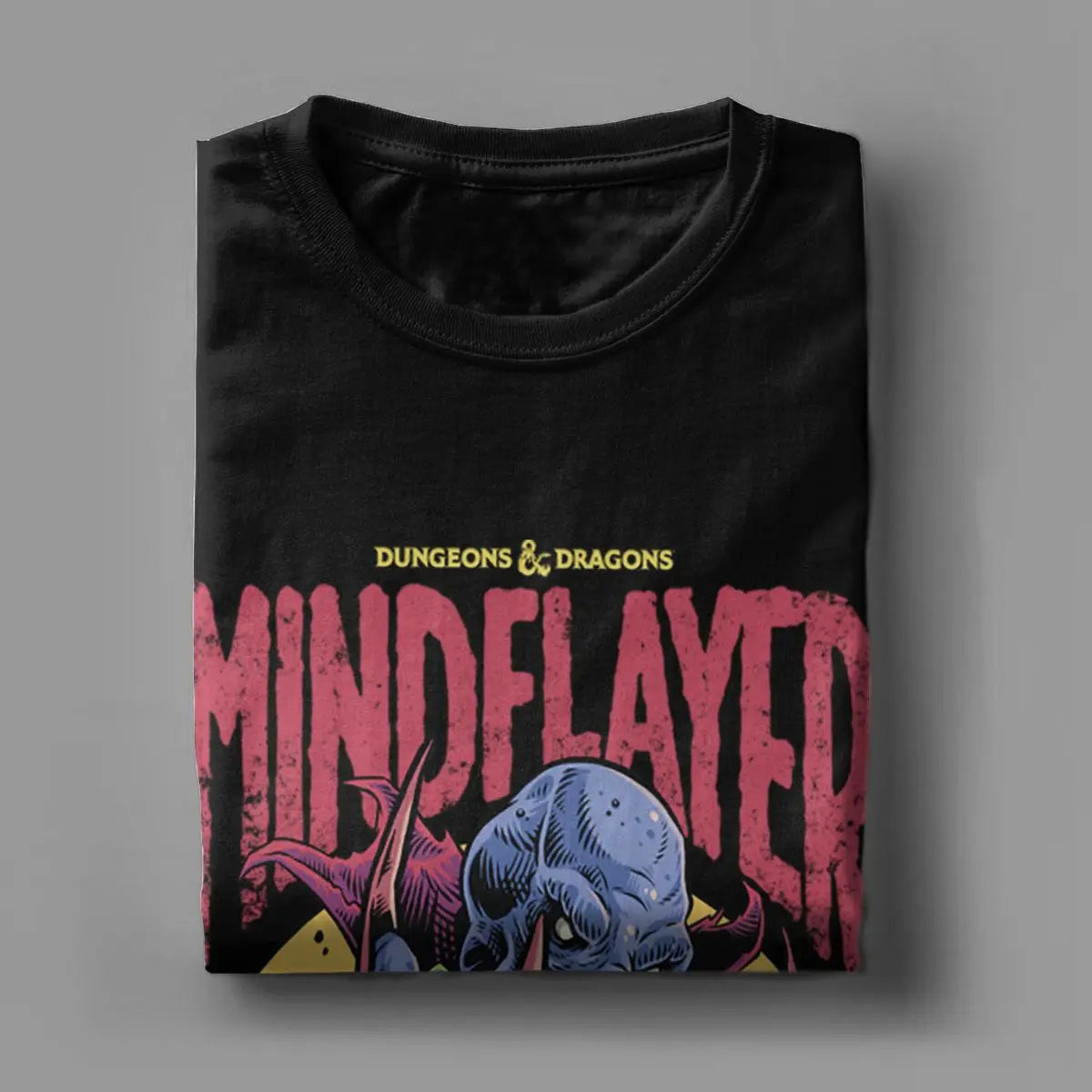 DnD Mind Flayer Portrait Men T Shirts Game Leisure Tees Short Sleeve Round Neck T-Shirt Pure Cotton 6XL Clothing