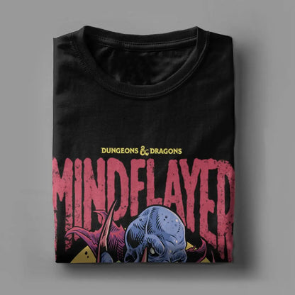 DnD Mind Flayer Portrait Men T Shirts Game Leisure Tees Short Sleeve Round Neck T-Shirt Pure Cotton 6XL Clothing