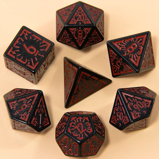DND Carving Pattern Dice 7Pcs RPG Polyhedral Dice Set for Boardgame As Gift Entertainment Accessories