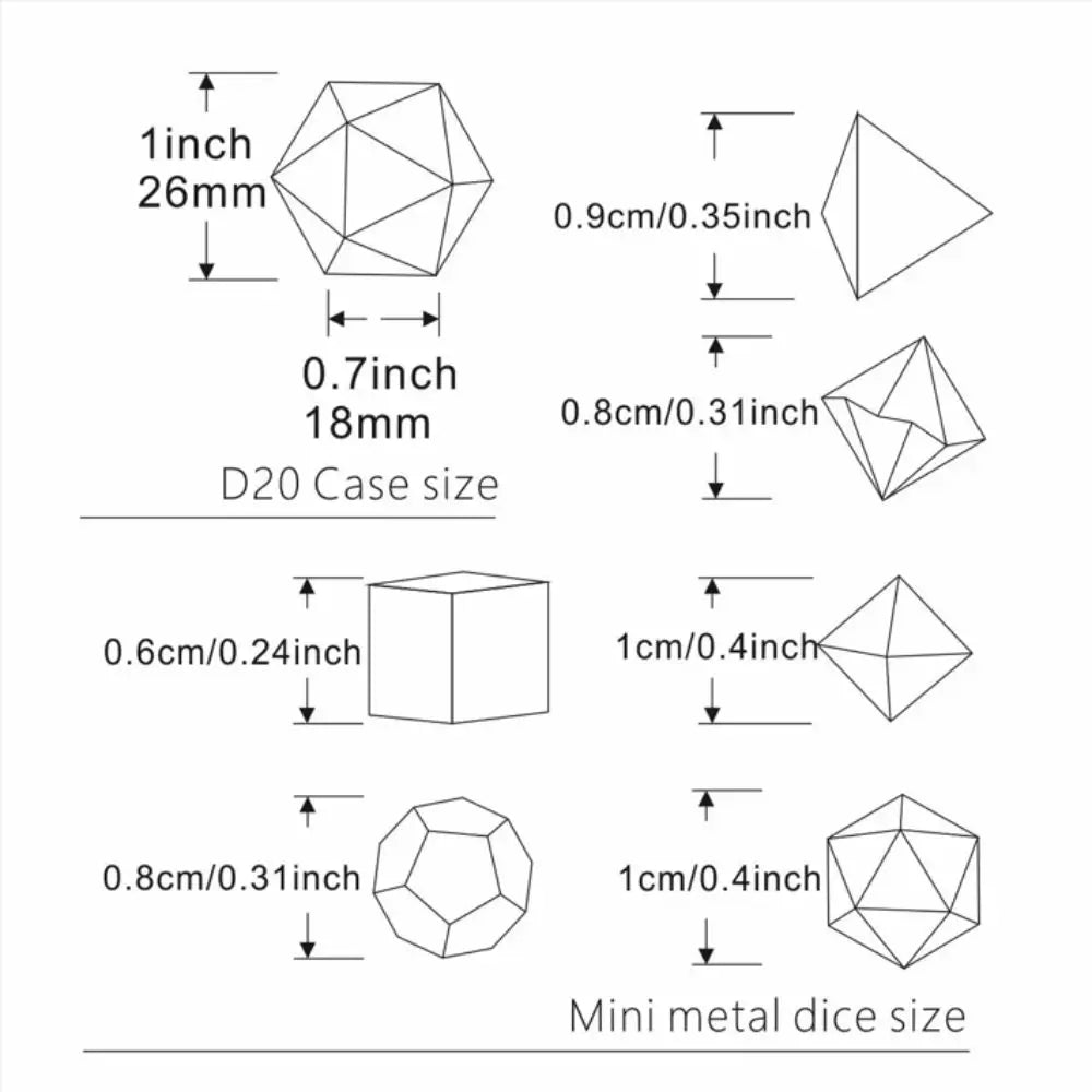 Creative D20 Metal Hollow Box+7pcs Metal DND Dice Necklace Set Portable Board Game Dice Mini Kit Fashion Jewelry Party Game Dice