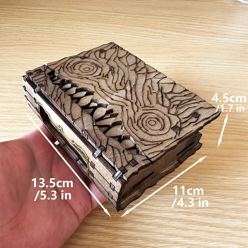 Dungeons And Dragons Monster Book Storage Box, Wooden Storage Box Decoration Decorative Dice Holder, Brown,For The Tabletop Gift