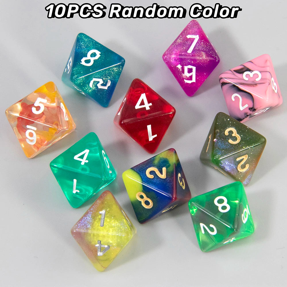 DND Game Dices Random Color Polyhederal Dice Set 10Pcs D4-D20 Perfect for DND Games RPG Board Game Dice