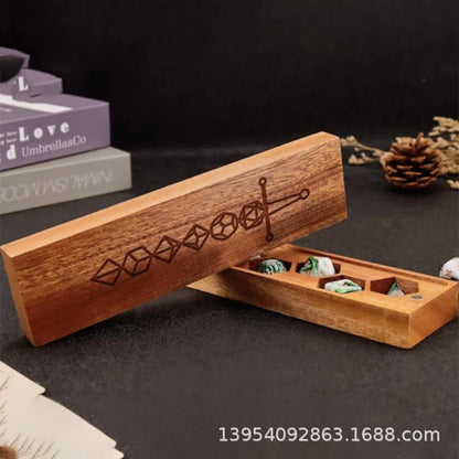 Wooden Magnetic Dice Storage Box Honeycomb Grid Organizer For DND RPG Polyhedral Dice Set Tabletop Gaming Dice Holder