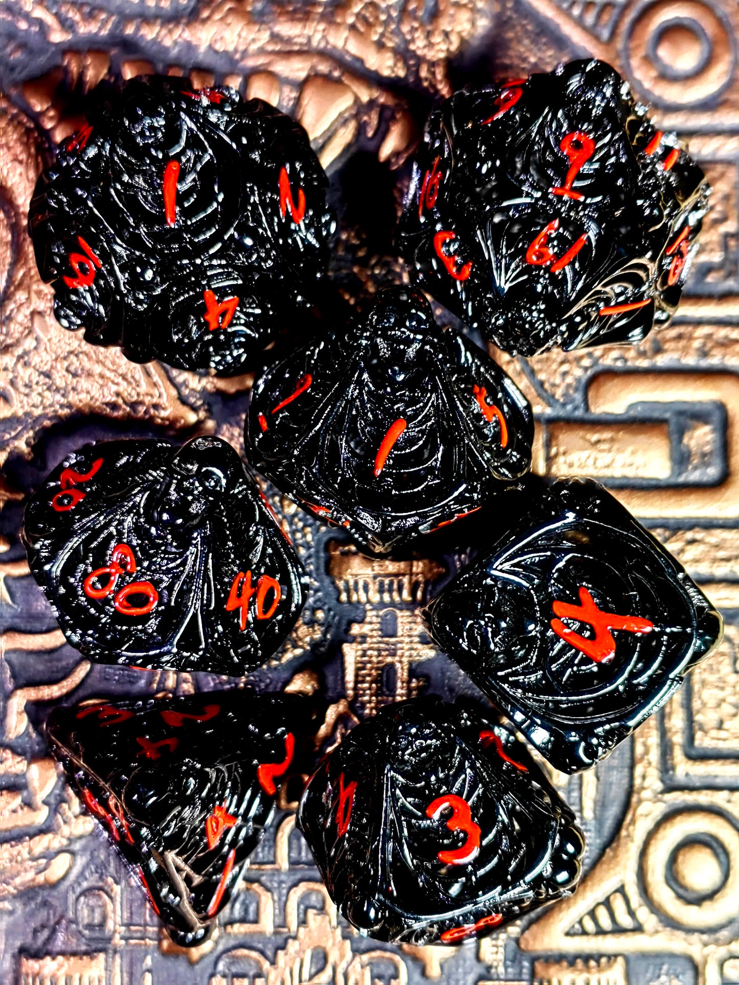 DnD Metal Dice Set - Zinc Alloy Skull Design, Silver Base with Red Numbers, Perfect for Dungeons & Dragons, RPG Games
