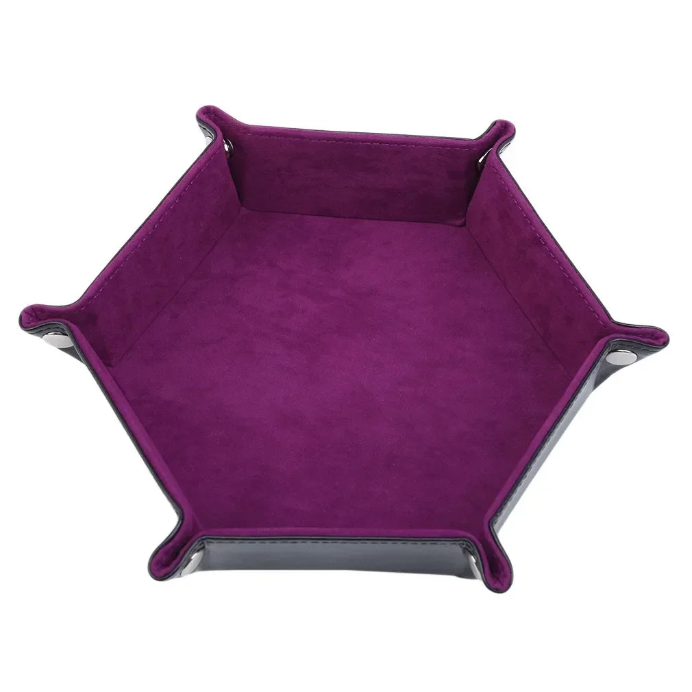 1PC Hexagonal Velvet Fabric Dice Board Foldable storage tray for various board gamessuch as RPG, DND and other table games