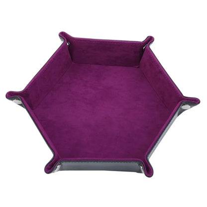 1PC Hexagonal Velvet Fabric Dice Board Foldable storage tray for various board gamessuch as RPG, DND and other table games