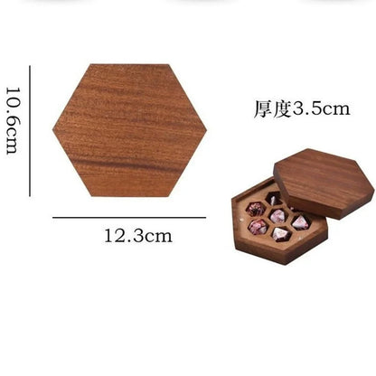 Wooden Magnetic Dice Storage Box Honeycomb Grid Organizer For DND RPG Polyhedral Dice Set Tabletop Gaming Dice Holder