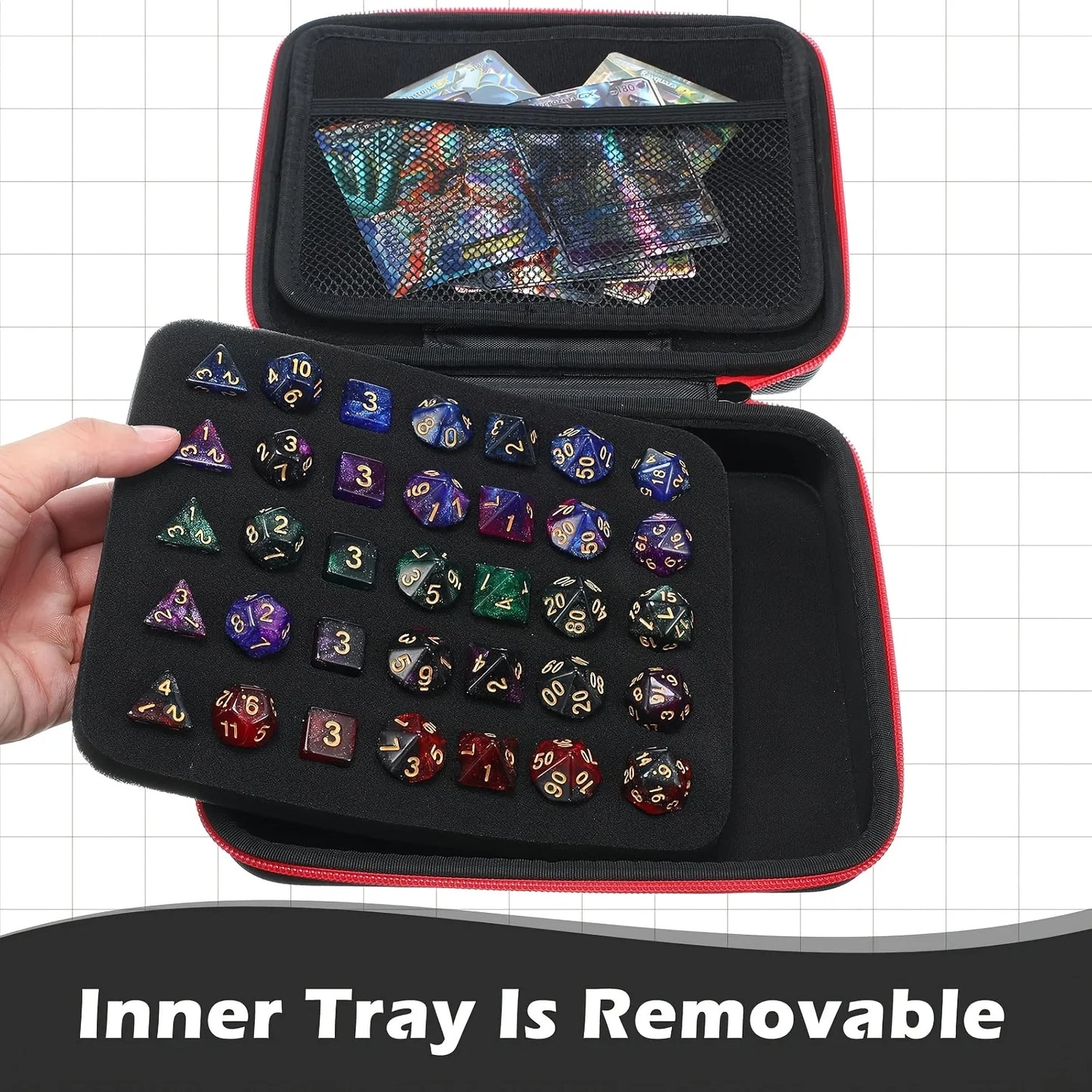 Hard Carrying Case for Dungeons & Dragons RPG Board Games Dice Package EVA 70 Hole Dice Bag with Partition for D&D Portable Bag