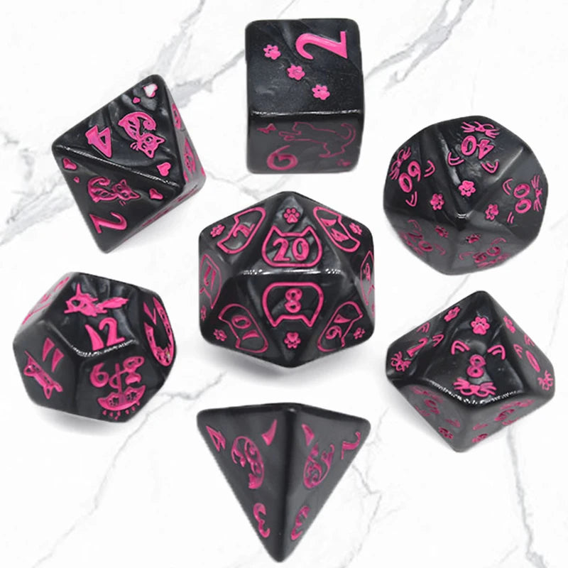 7 Pieces Complete Polyhedral DND Dice Set D3-D10 Spherical RPG Dice Set for Role Playing Table Games Supplies