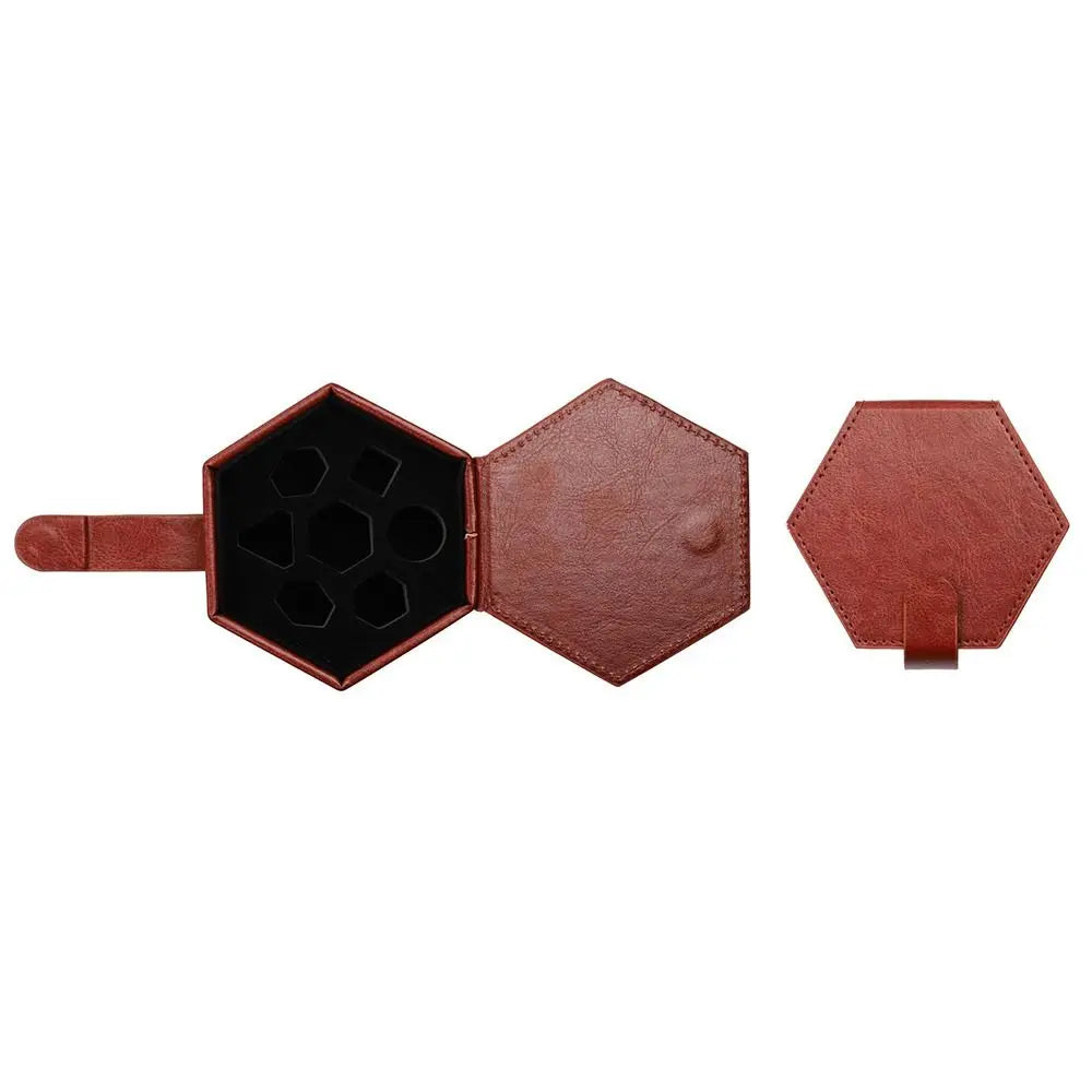 New PU Leather Dice Storage Bag Can Hold 7 Dice Protective DND Bundle Pocket Hexagon DND Dice Tray